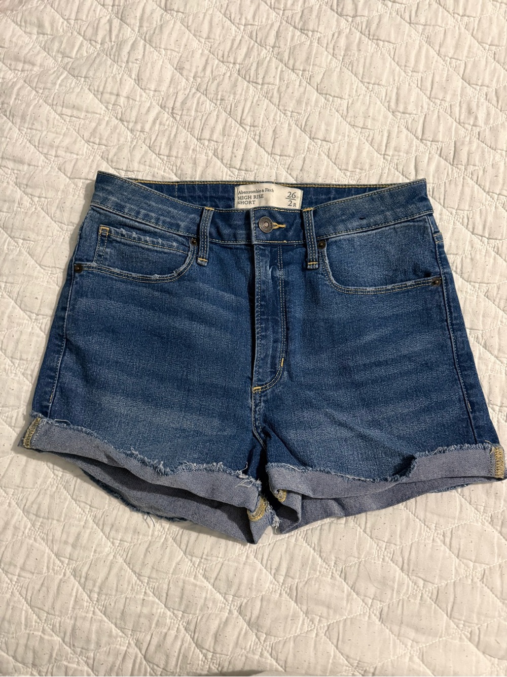 Abercrombie & Fitch Blue Rolled Cuff Denim Shorts